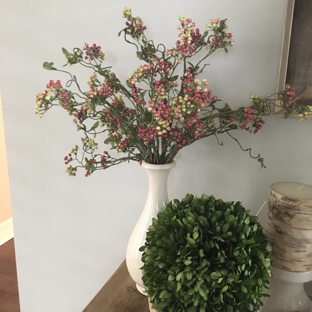 7 faux stems of pink and green berries